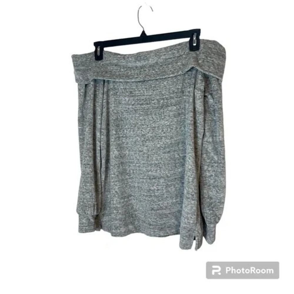 Loft Gray Very Soft Off Shoulder Sweater Top Size Large
